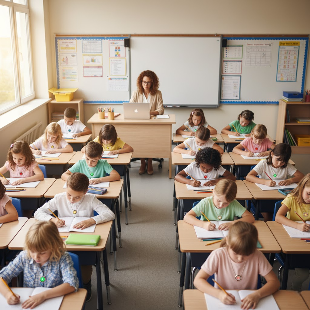 Classroom utilizing the Smart School Necklace